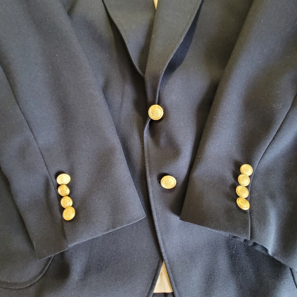 Wentworth Blazer Mens 48R Navy Blue Gold Crest Button 2-Button Sport Coat - Picture 5 of 16